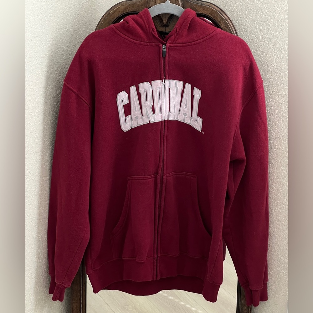 Stanford CARDINAL Champion Authentic Maroon Full Zip Hoodie Sweatshirt Size L